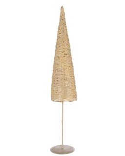 Sapin De Noël Sur Base Métal/Papier Doré Large ,15x15x85cm