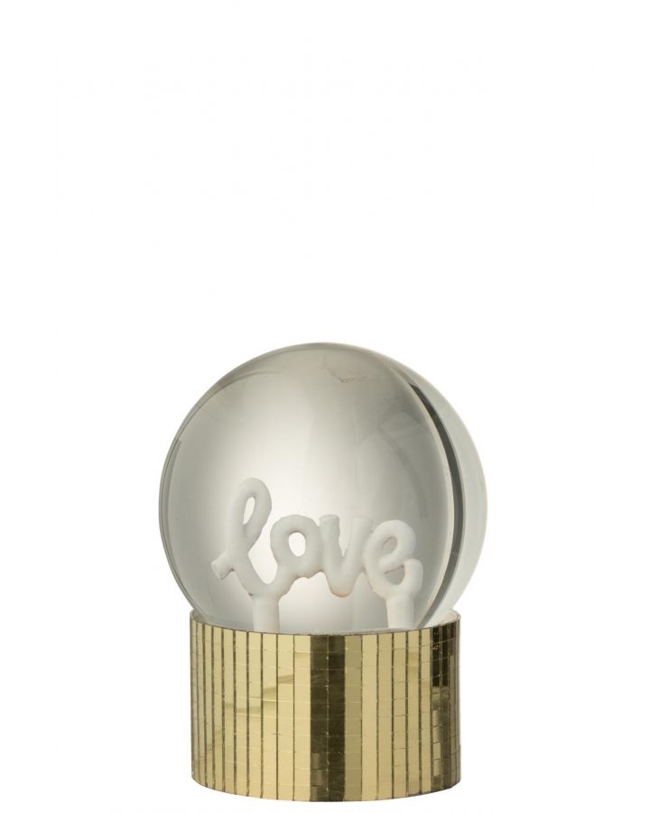 Boule De Neige Love Polyrésine Doré ,10x10x12cm