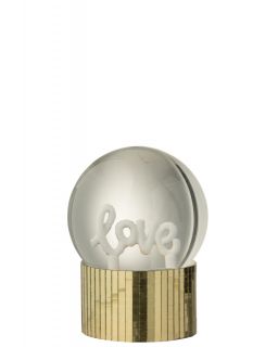 Boule De Neige Love Polyrésine Doré ,10x10x12cm
