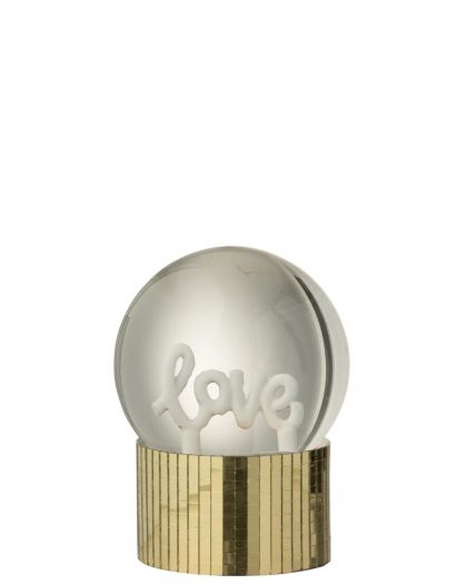 Boule De Neige Love Polyrésine Doré ,10x10x12cm