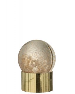 Boule De Neige Love Polyrésine Doré ,10x10x12cm