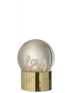 Boule De Neige Love Polyrésine Doré ,10x10x12cm