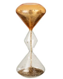 Sablier Paillettes Verre Doré ,12x12x27cm