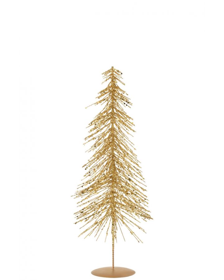 Sapin De Noël Paillettes Plastique Doré Medium ,14x14x45cm