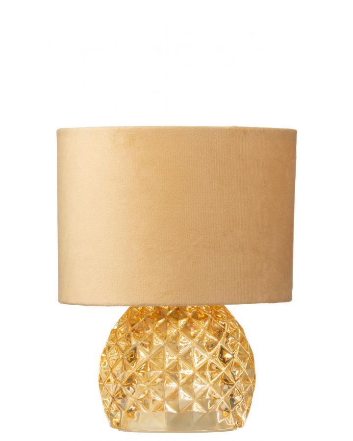 Lampe De Table Verre Led Doré ,17,2x17,2x23cm