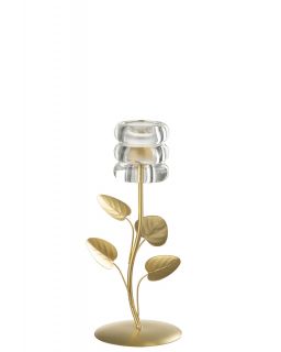 Chandelier BrancheetFeuille Fer Doré/Transparent ,10,5x10,5x25,5cm