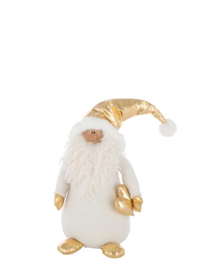 Père Noël Coeur Doré Polyester Blanc/Doré Large ,20x18x48cm