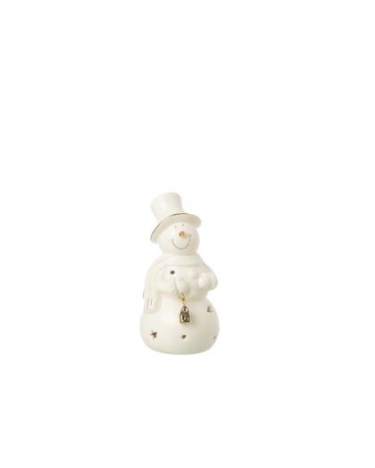 Bonhomme De Neige Led Porcelaine Écru Medium ,7,5x8x15cm