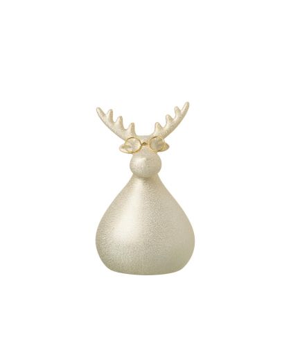 Renne Lunettes Porcelaine Doré Large ,13x10,5x21cm