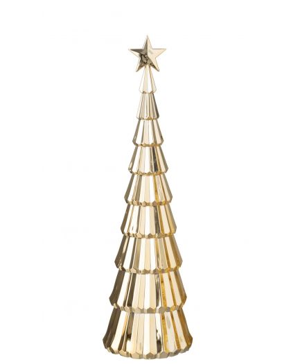 Arbre +Etoile Plastique Doré Assortiment De 2 ,11x11x38cm