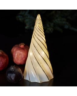 Vilma Træ Hvid/Guld Ø11,5Xh23,5Cm