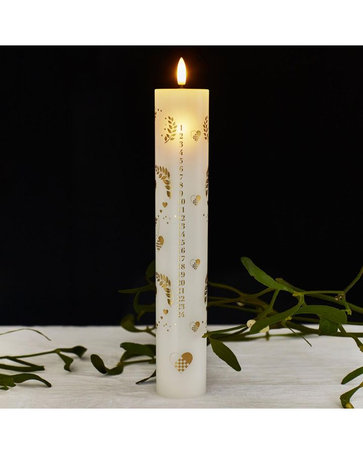 Sille Hvid Kalenderlys 2025 Ø4,8Xh28,9Cm