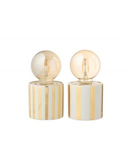 Lampe De TableLigné Dolomite Doré/Blanc ,9x9x17cm