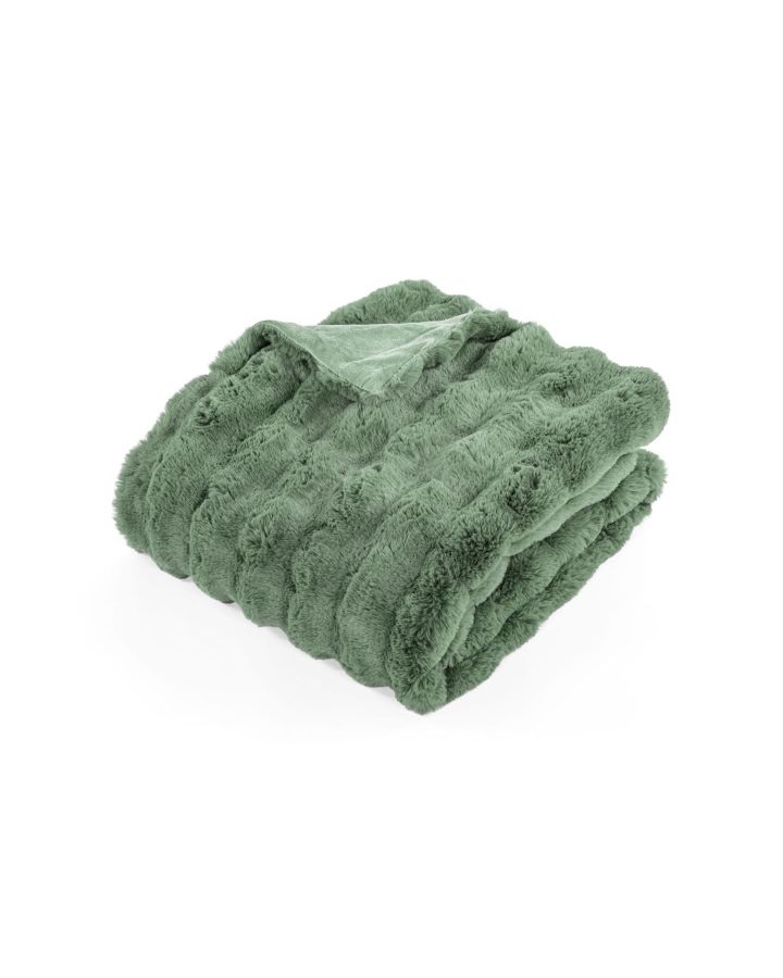 Bubble Rabbit Fur Throw 130X180Cm, Greensage