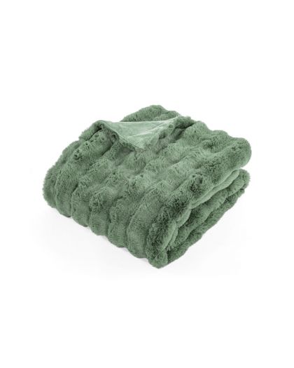 Bubble Rabbit Fur Throw 130X180Cm, Greensage