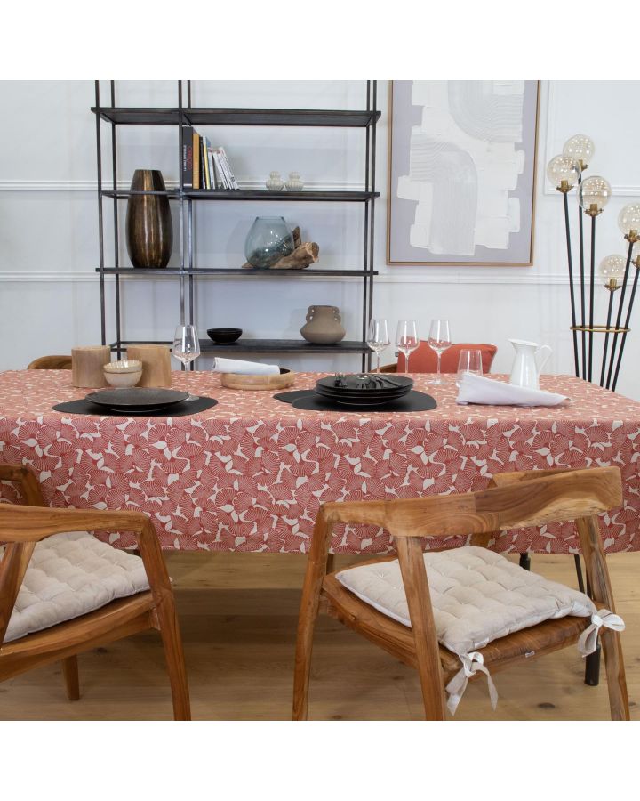 Nappe Plastifie Ginkgo Brique 200X150Cm