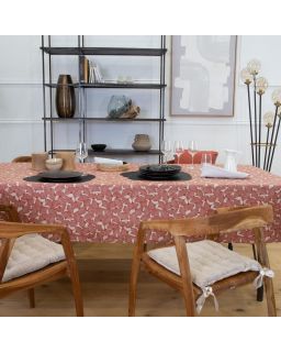 Nappe Plastifie Ginkgo Brique 200X150Cm