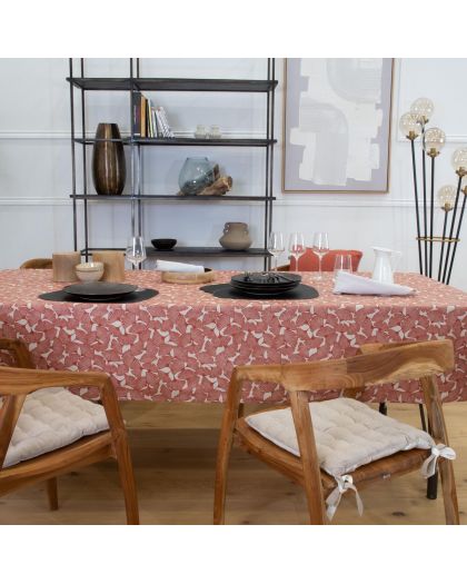 Nappe Plastifie Ginkgo Brique 200X150Cm