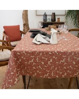 Nappe Plastifie Ginkgo Brique 250X150Cm