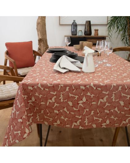 Nappe Plastifie Ginkgo Brique 250X150Cm