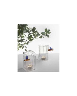 Candle Holder Wind Proof Blue Bird Tomoko Mizu Borosilicate