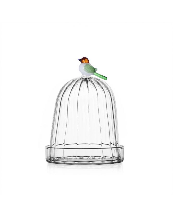 Optic Dome W/Dish Bird Diam 11 Cm Alessandra Baldereschi Borosilicate