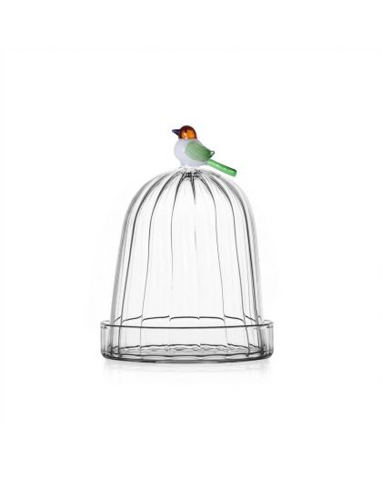 Optic Dome W/Dish Bird Diam 11 Cm Alessandra Baldereschi Borosilicate