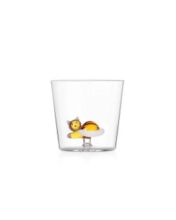 Tumbler Lying Amber Cat With White Tail Alessandra Baldereschi Borosilicate
