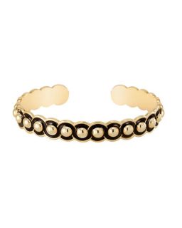 Jonc Ouvert Dômes Dorés et Émail Cloisonné Noir Charbon