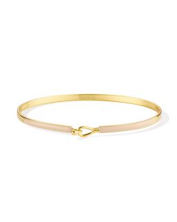 Bracelet Fin avec Fermoir Goutte en Laiton Finition Or et Email Beige Mastic