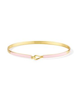 Bracelet Fin avec Fermoir en Laiton Finition Or et Laque Rose Coton