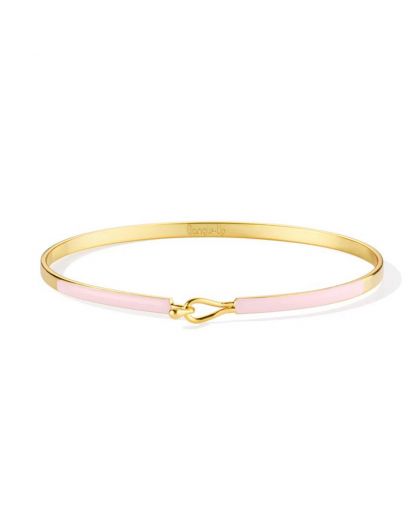 Bracelet Fin avec Fermoir en Laiton Finition Or et Laque Rose Coton