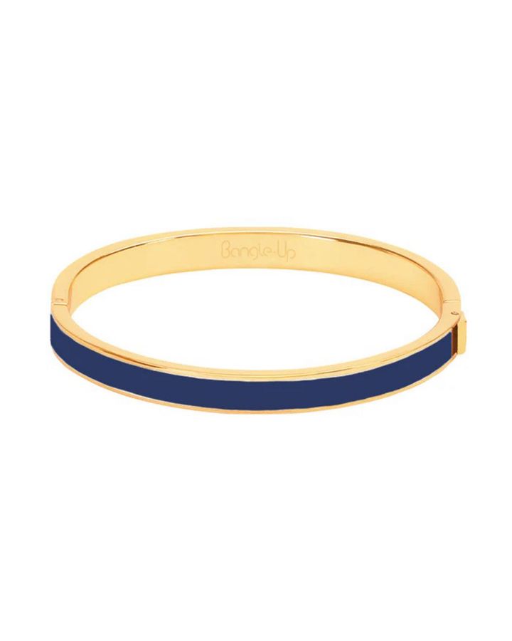 Bracelet à Fermoir en Métal Finition Or et Laque Bleu Marine
