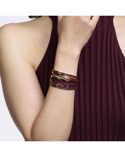 Bracelet 1,2cm à Fermoir en Métal Doré Laqué Prune