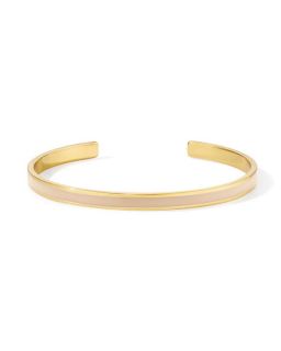 Jonc Ouvert Ajustable en Laiton Doré et Laqué Beige Mastic