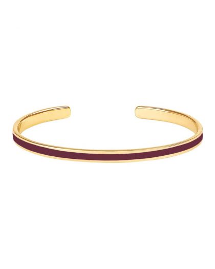 Jonc Ouvert Ajustable en Laiton Doré et Laqué Prune