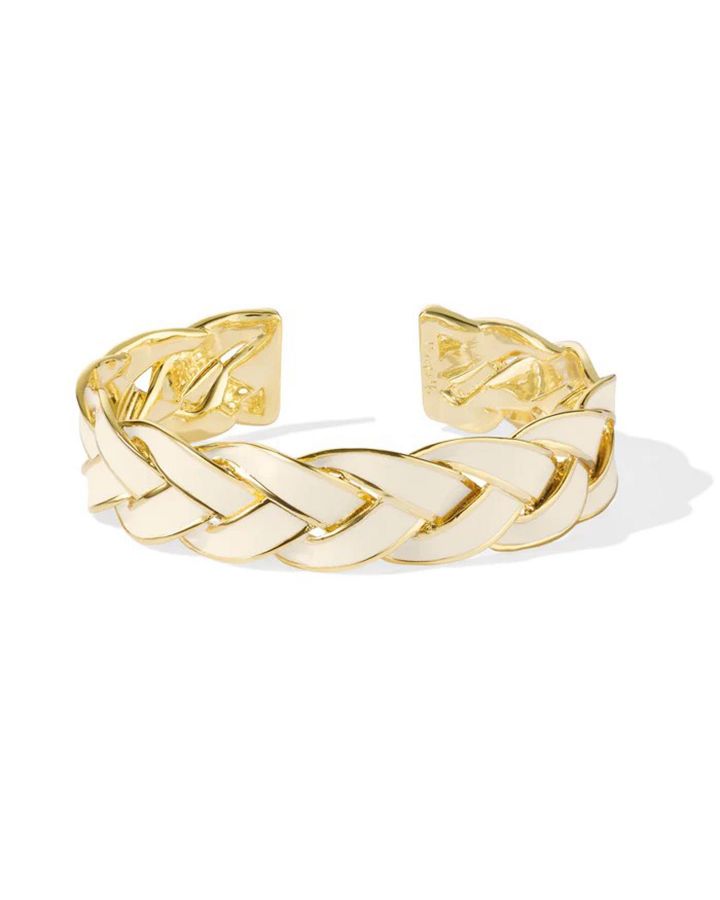 Jonc Ouvert Tresse Cloisonée En Email Ajustable En Laiton Finition Or , Couleur