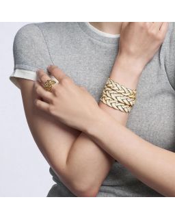 Jonc Ouvert Tresse Cloisonée En Email Ajustable En Laiton Finition Or , Couleur