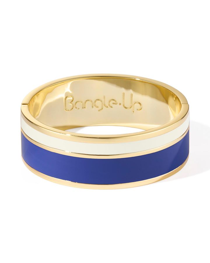 Bracelet Bicolore avec Fermoir en Métal Doré Bleu Marine