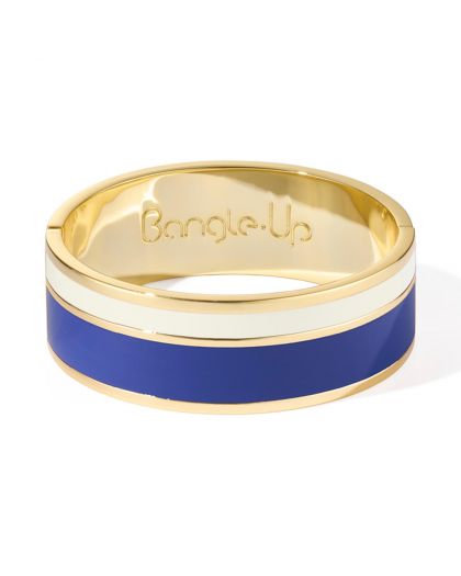 Bracelet Bicolore avec Fermoir en Métal Doré Bleu Marine