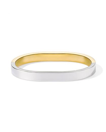 Bracelet Fermé Bicolore en Acier Pvd Doré et Rhodium Or Light