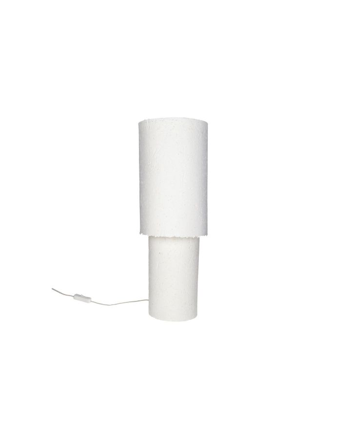  Competa Lampe De Table Papier Mâché Ø20 X H 54 Cm Blanc