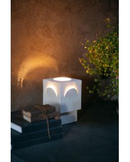  Eclipse Lampe De Table Grès L 13 X W 13 X H 20,5 Cm Blanc