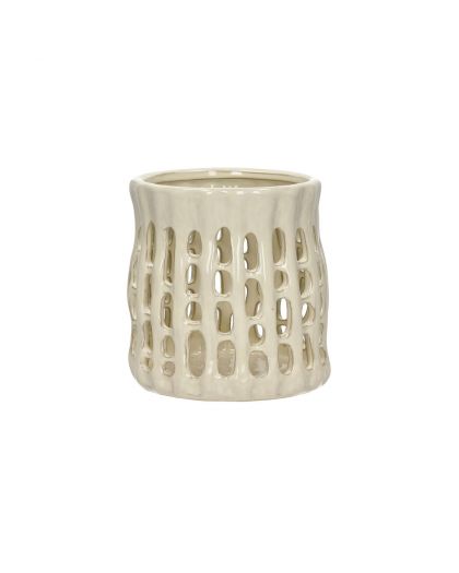  Nerida Photophore Grès Ø15,8 X H 16 Cm Beige