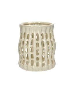  Nerida Photophore Grès Ø19 X H 22 Cm Beige