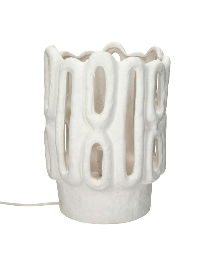  Cadiz Lampe De Table Grès Ø26,5 X H 35,5 Cm Blanc