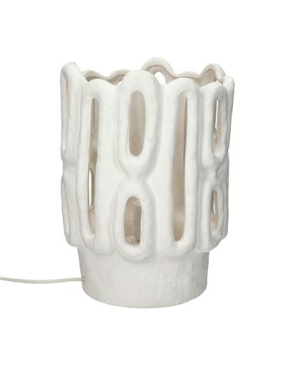  Cadiz Lampe De Table Grès Ø26,5 X H 35,5 Cm Blanc