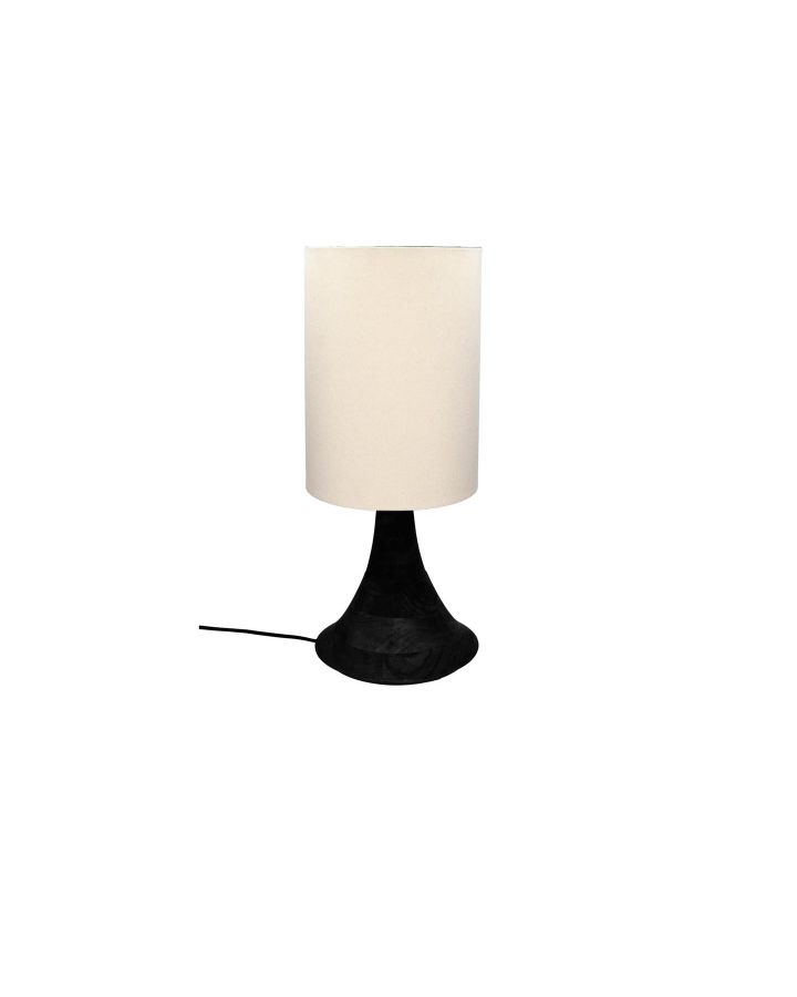  Funnel Lampe De Table Bois De Mangier Ø24 X H 55 Cm Charbon