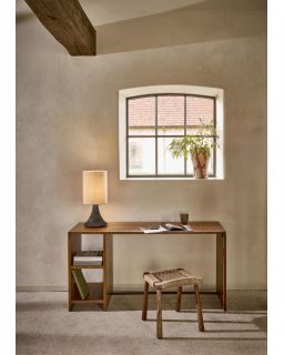  Funnel Lampe De Table Bois De Mangier Ø24 X H 55 Cm Charbon