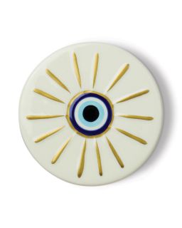 Charmed 8Oz/226G Blue Glass Candle With Evil Eye Ceramic Lid - IncenseetSmoke